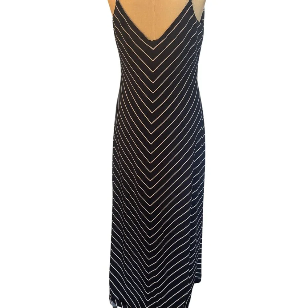 Lauren Ralph Lauren Navy/White chevron stripe maxi dress size 8 - Picture 5 of 8